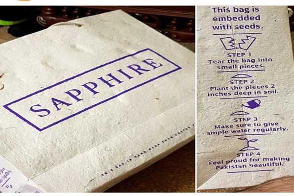 Pakistani brand “Sapphire”, introduces biodegradable, seed infused shopping bags!