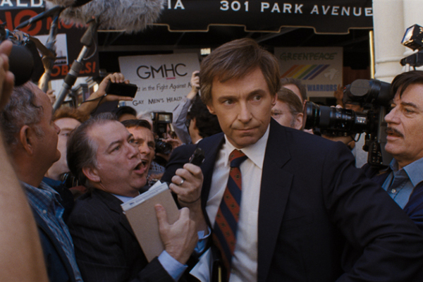 Hugh Jackman takes for president in the film “The Front Runner”