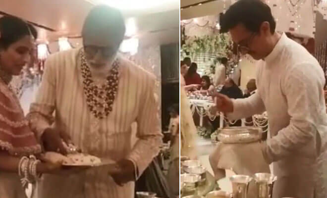 Amitabh Bachan, Aamir Khan serve food at Ambani’s daughter wedding