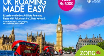 Zong 4G offers unbeatable Prepaid data roaming while travelling to United Kingdom