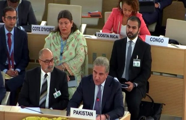 FM Shah Mehmood Qureshi urges UNHRC to pay heed to the plight of the Kashmiri people