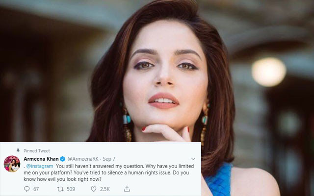 Armeena Khan bashes Instagram for restricting her plight to highlight Kashmir issue