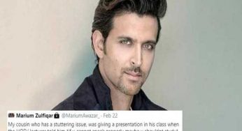 A Pakistani tweeted about his cousin’s struggle with stuttering & Hrithik Roshan was quick to respond!