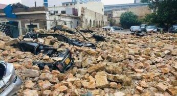 Karachi Rain: Millions of worth cars destroyed as parking wall collapses at I.I. Chundrigar Road