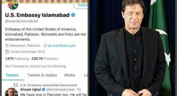 US embassy in Islamabad issues apology over’unauthorised’ tweet supporting a controversial statement against PM Imran