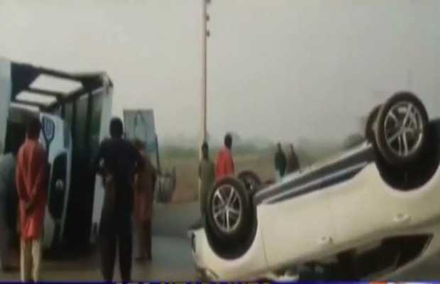 13 imported electric cars destroyed as trailer over turns