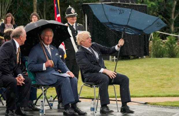 PM Boris Johnson's umbrella mishap