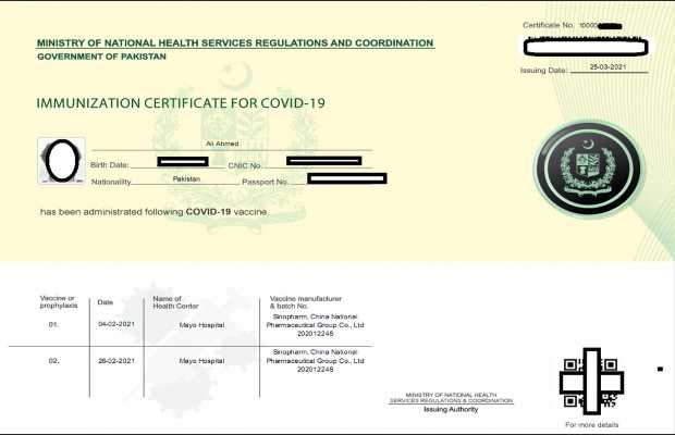 Covid vaccination certificate