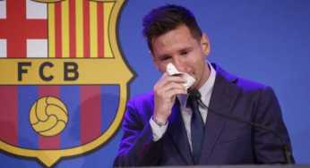 Messi bids a tearful farewell to Barca