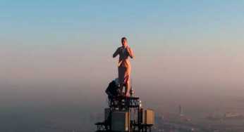 Watch: Emirates put flight attendant on top of Burj Khalifa for its latest advertising campaign