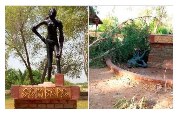 Replica of famous Dancing Girl ‘Sambara” Staute reinstated at the Mohenjo Daro park