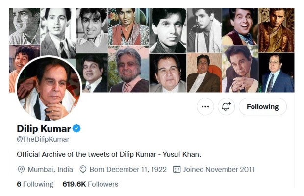 Dilip Kumar's official Twitter account