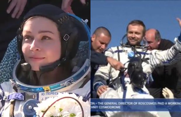 Russian crew return to Earth