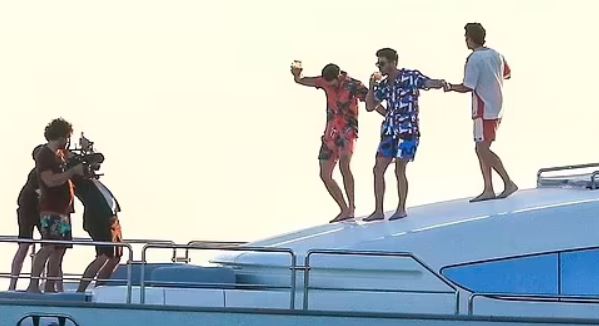 Jonas Brothers on boat 
