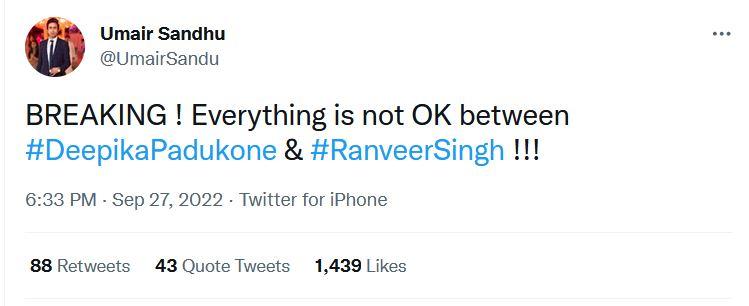 Deepika, Ranveer separation rumours take over social media