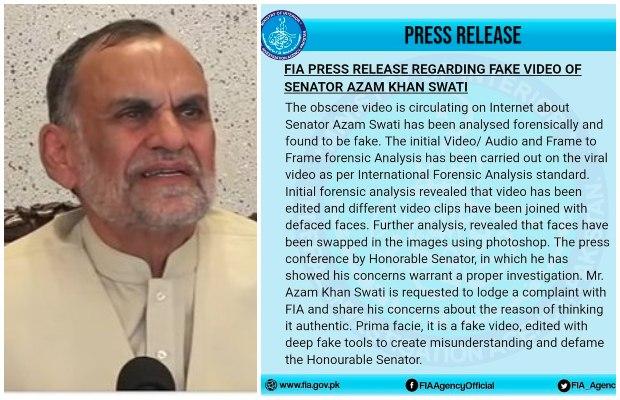 Azam Swati’s video is ‘fake, edited with deep fake tools’: FIA