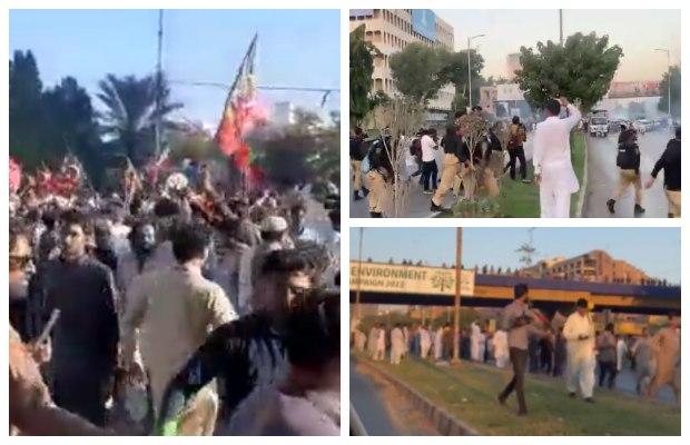 Karachi: Shahrah-e-Faisal turns into battle ground as PTI workers clash with police