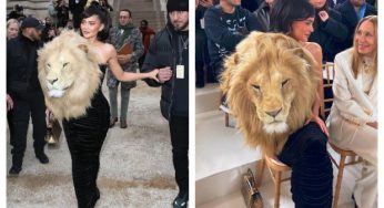 Kylie Jenner slammed for wearing a lion head dress at Paris Fashion Week