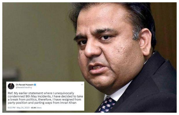 Bitter blow to PTI as Fawad Chaudhry part ways with Imran Khan, ‘takes break from politics’