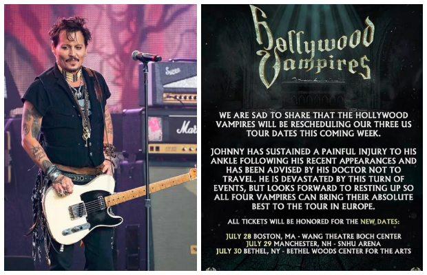 Johnny Depp forced to postpone upcoming tour with The Hollywood Vampires after sustaining ‘painful’ ankle injury