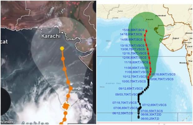 Biparjoy changed its course; Cyclone about 910km south of Karachi in the Arabian Sea