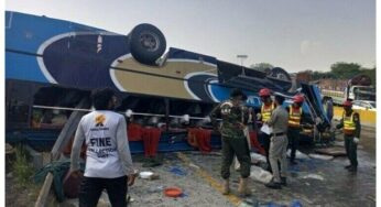 At least 12 killed, 25 injured in a bus accident near Kallar Kahar on Islamabad-Lahore motorway