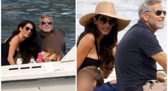 George Clooney and Amal clicked with twins while enjoying boat ride in Lake Como