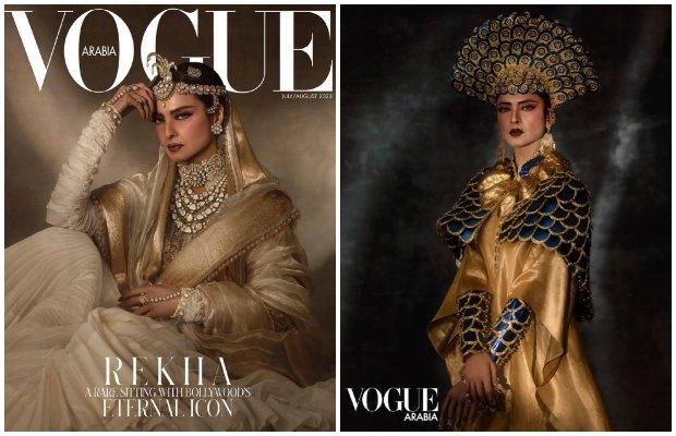 Rekha still killing it for the cover of Vogue Arabia