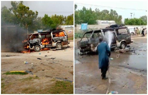 Sargodha: LPG cylinder blast in a passenger van leaves 7 dead, 14 injured