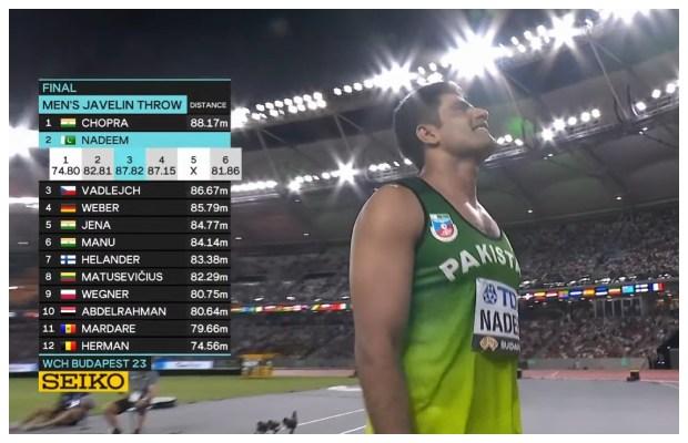 Arshad Nadeem wins silver medal in the men’s javelin throw at the World Athletics Championship
