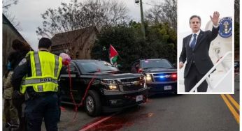 Pro-Palestinian protesters target Secretary of State Antony Blinken’s car with ‘fake blood’