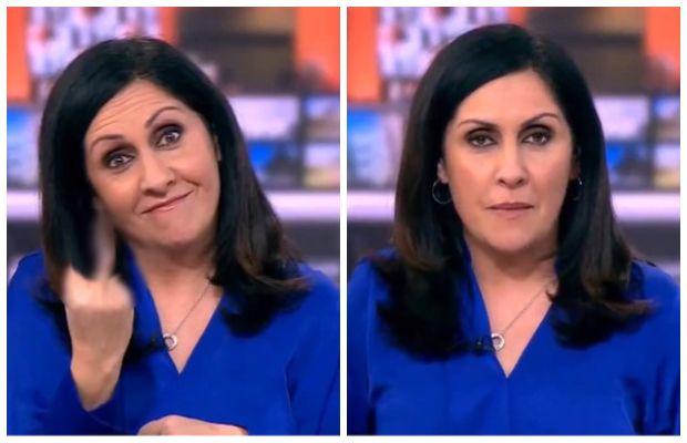 BBC presenter after giving middle finger at start of live broadcast apologises