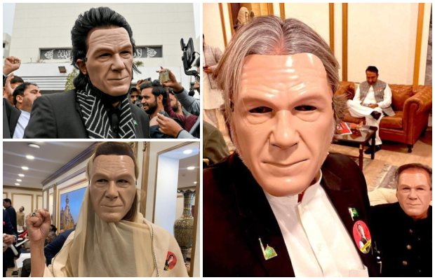 Guess who is who: PTI leaders don Imran Khan masks in the Parliament House