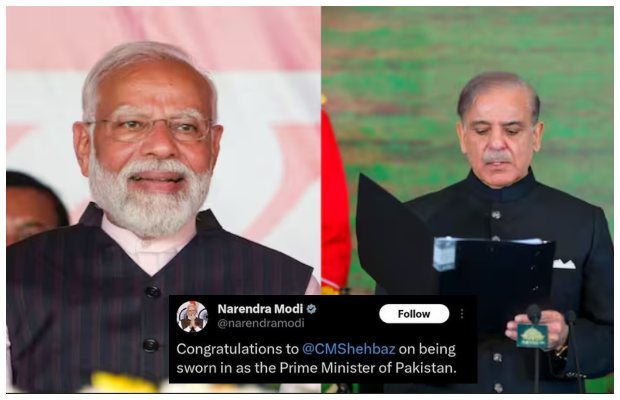 Modi felicitates Shehbaz Sharif on being sworn in as the prime minister of Pakistan