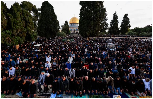 In Pictures: Muslims offer Eid prayers at the Al-Aqsa Mosque in occupied East Jerusalem