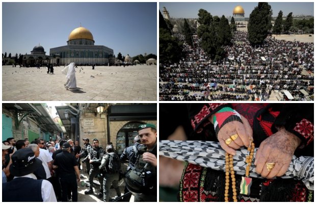 In Pictures: Palestinian Muslims pray at the Al Aqsa mosque compound marking Ramadan’s last Friday